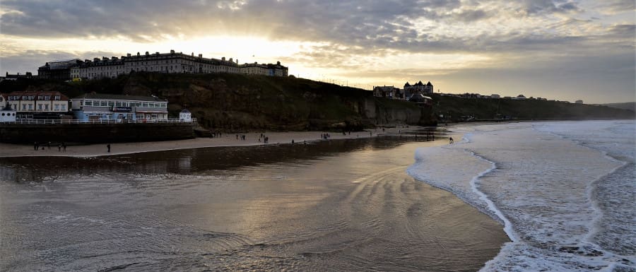 Whitby Beach at sunset